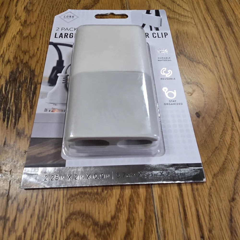2 Pack New In Package Large Cable Organizer Clip - White And Gray. KKCP